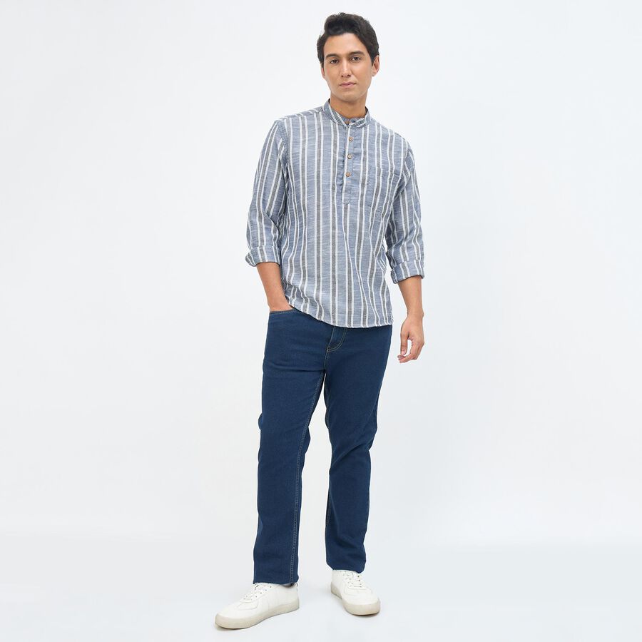 Men's Kurta, Navy Blue, large