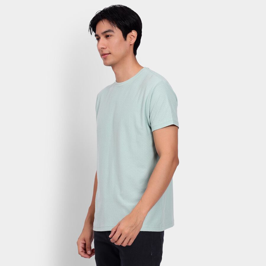 Men's Round Neck Half Sleeves T-Shirt, Aqua, large image number null