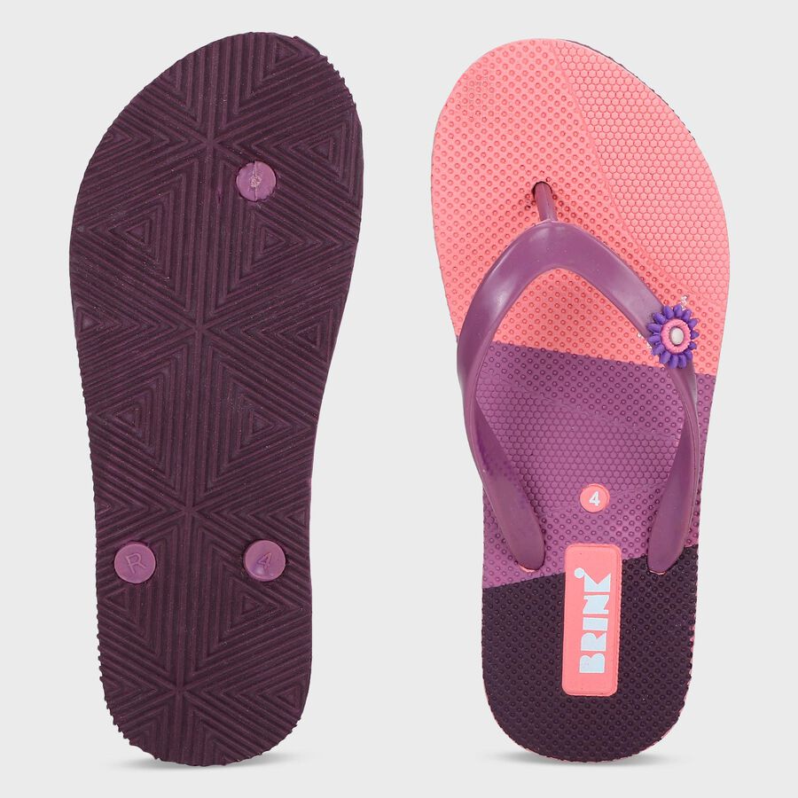 Women's Purple Flip-Flop Slippers, बैंगनी, large