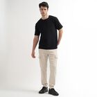 Men's Slim Fit Casual Trousers, Ecru Melange, small image number null
