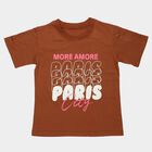 Girls Brown Round Neck Regular T-Shirt, भूरा, small