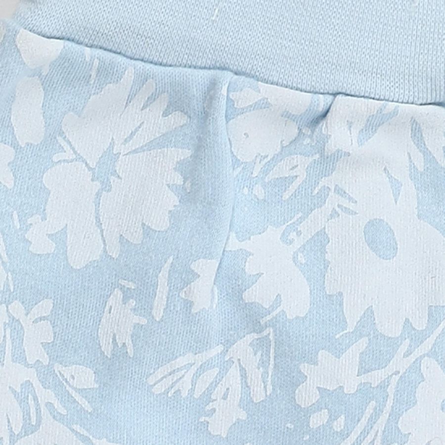 Infants Light Blue Floral Printed Cotton Pyjama, हल्का नीला, large image number null