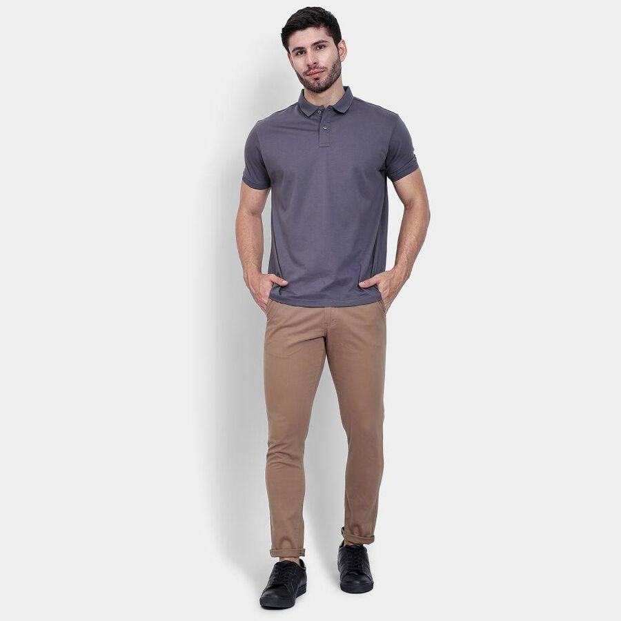 Men's Slim Fit Casual Trousers , Khaki, large image number null