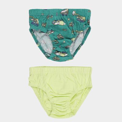 Boys' Bright Lime Green and Deep Teal Green Cotton Regular Fit Briefs