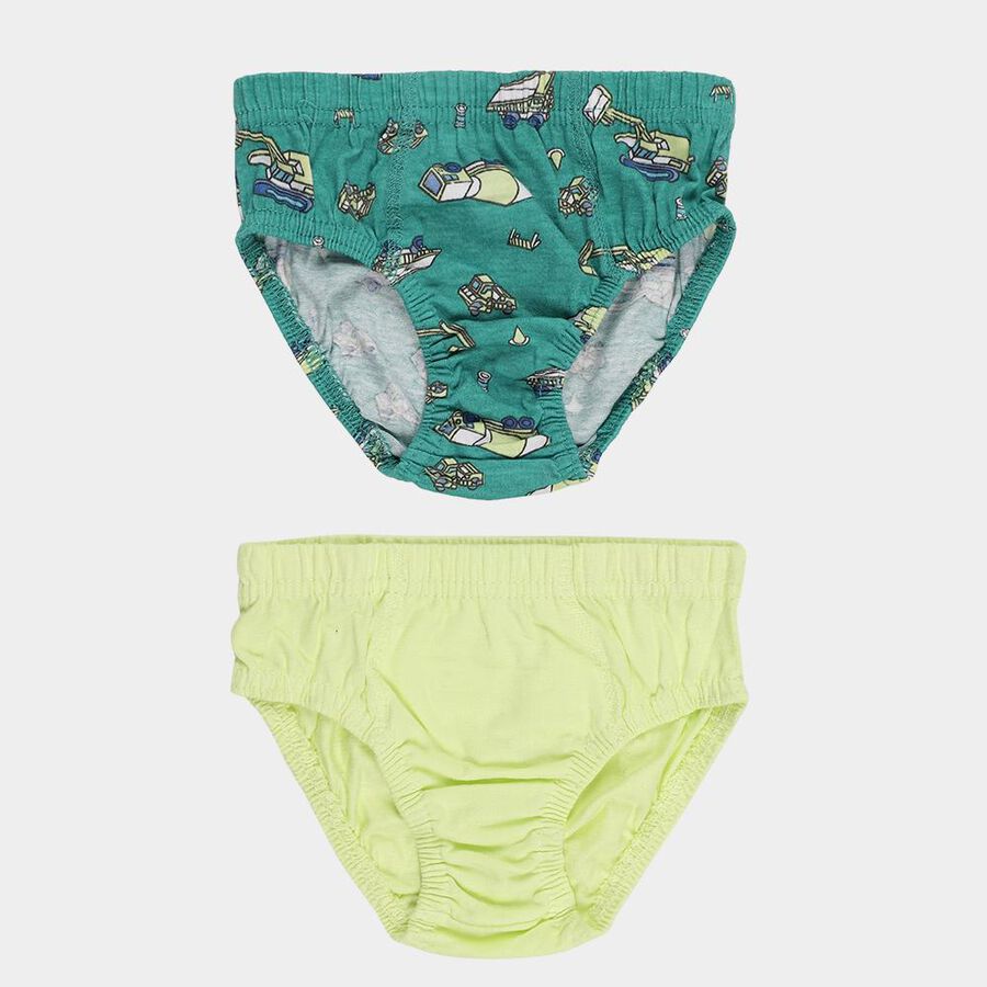 Boys' Bright Lime Green and Deep Teal Green Cotton Regular Fit Briefs, Dark Green, large image number null