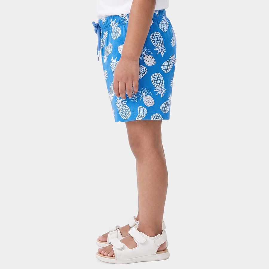 Boys Blue Relaxed Fit Printed Bermuda Shorts, Light Blue, large