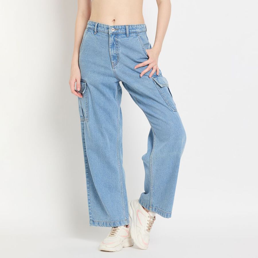 Ladies' Cotton Jeans, मध्यम नीला, large image number null