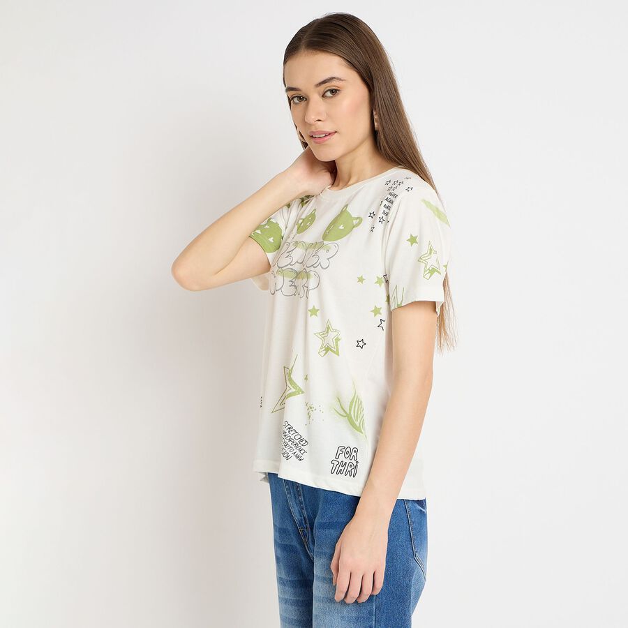 Ladies' Round Neck T-Shirt, Off White, large image number null