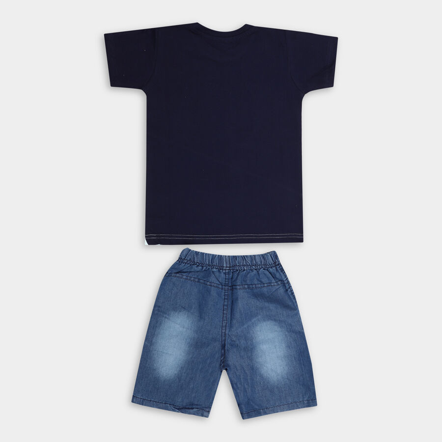 Boys' Cotton Woven Baba Suit, Navy Blue, large image number null
