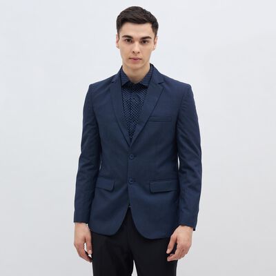 Men's Deep Midnight Navy Blue Slim Fit Single-Breasted Blazer
