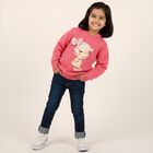 Girls Bright Pink Crew Neck Casual Pullover, Pink, small image number null