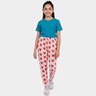 Girls Light Pink Regular Fit Heart Printed Pyjama, Light Pink, small