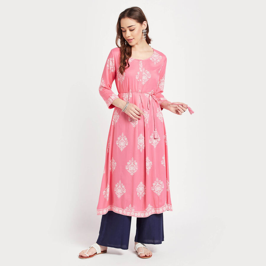 All Over Print Kurta, गुलाबी, large image number null
