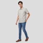 Men's Charcoal Cotton Floral Regular Fit Casual Shirt, चारकोल, small