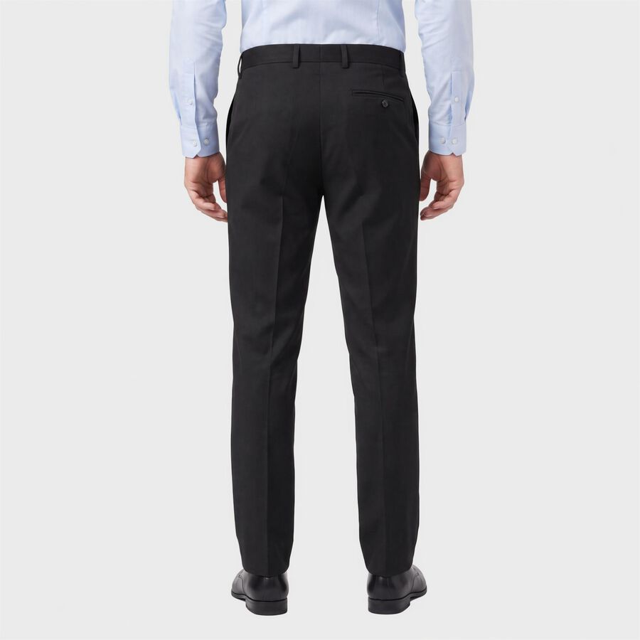Men's Black Slim Fit Flat-Front Formal Trousers, Black, large