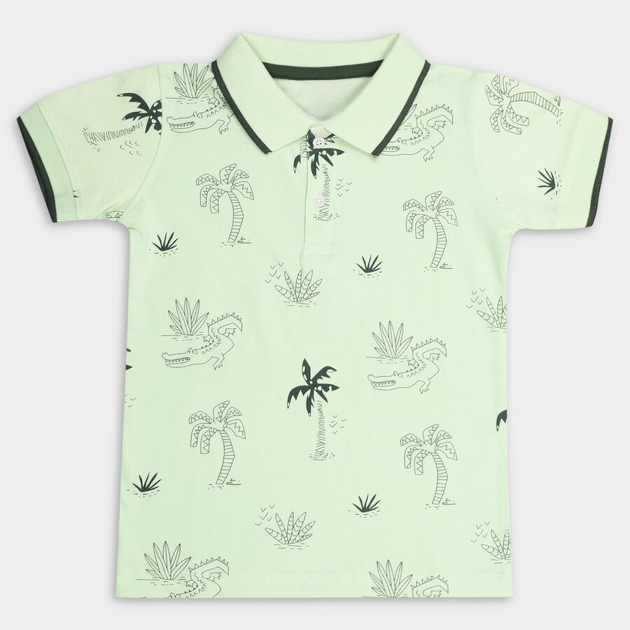 Boys' 100% Cotton Half Sleeves T-Shirt, Light Green, large image number null