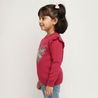 Girls Deep Raspberry Pink Crew Neck Casual Pullover, रानी (फ्यूशिया), small image number null