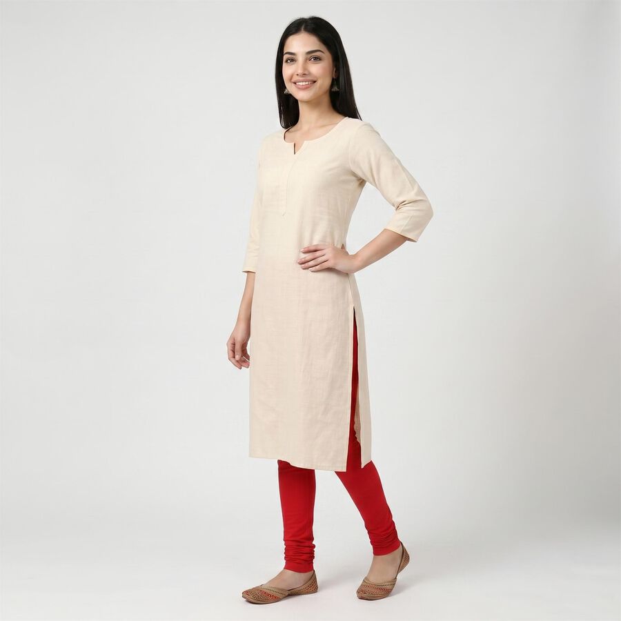 Women's Red Cotton Blend Elastic Waist Slim Fit Churidar, लाल, large