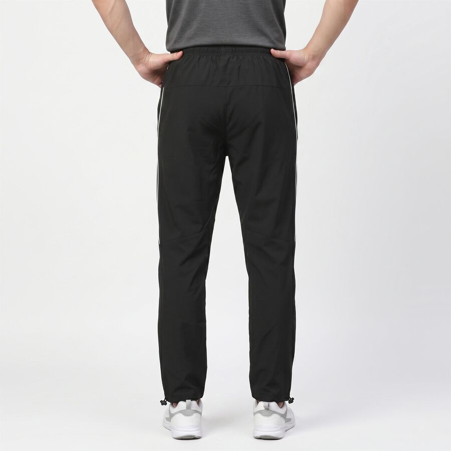 Men's Black Straight Fit Side-Striped Track Pants, काला, large