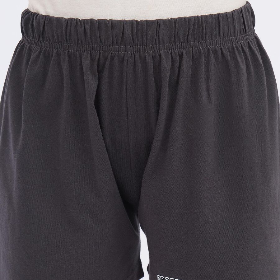 Ladies' Charcoal Black Elastic Waist Basic Shorts, Charcoal, large image number null