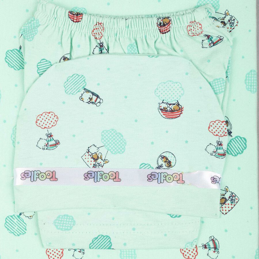 Infants Cotton Printed Baby Gift Set, Light Green, large image number null