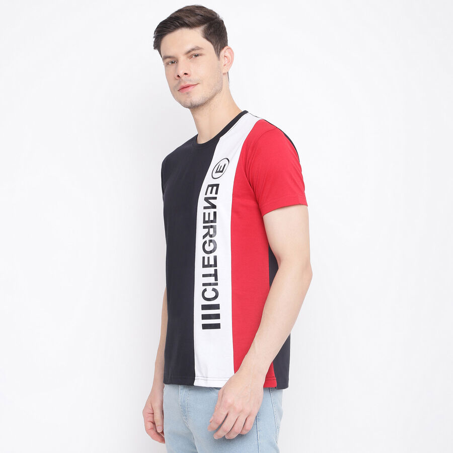 Cut & Sew Round Neck T-Shirt, Black, large image number null