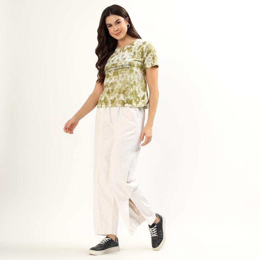 Ladies' Round Neck T-Shirt, हल्का हरा, large