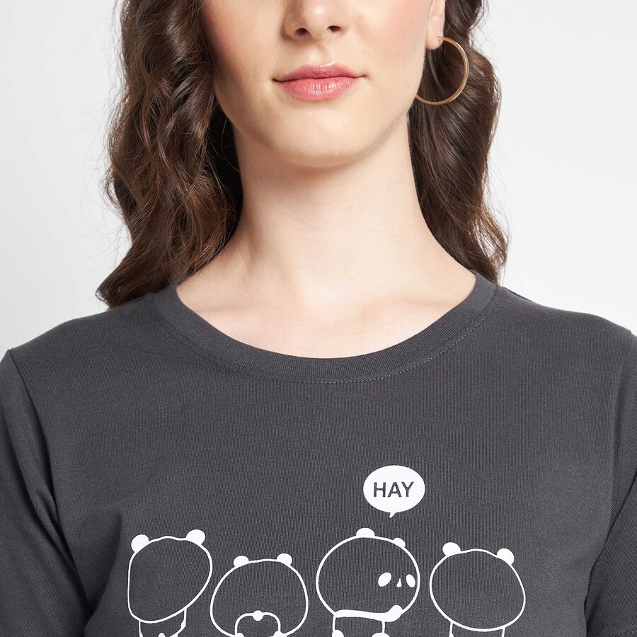 Round Neck T-Shirt, गहरा ग्रे, large image number null