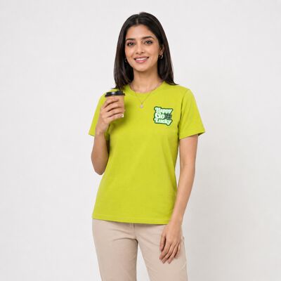 Women's Green Round Neck Regular T-Shirt