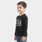 Boys Black Round Neck Regular Boys T-Shirt, Black, small