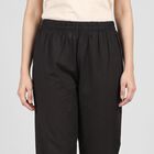 Women's Black Regular Fit Embroidered Palazzos, काला, small