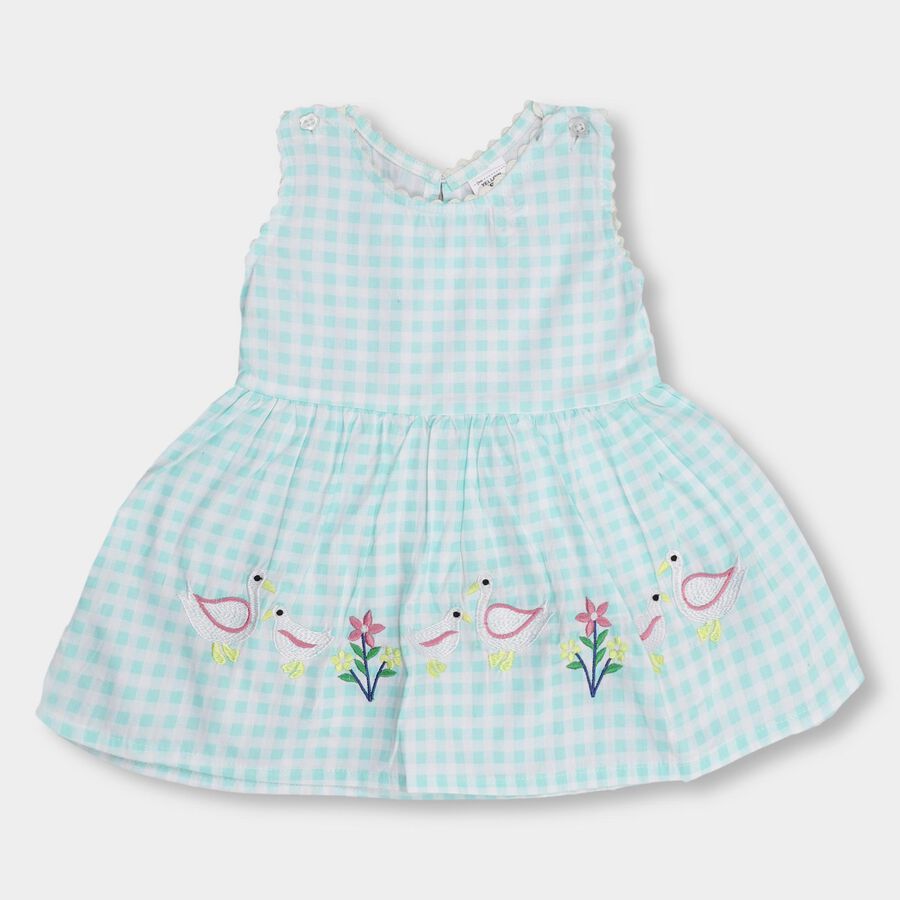 Infant Girls' 100% Cotton Frock , Light Blue, large image number null