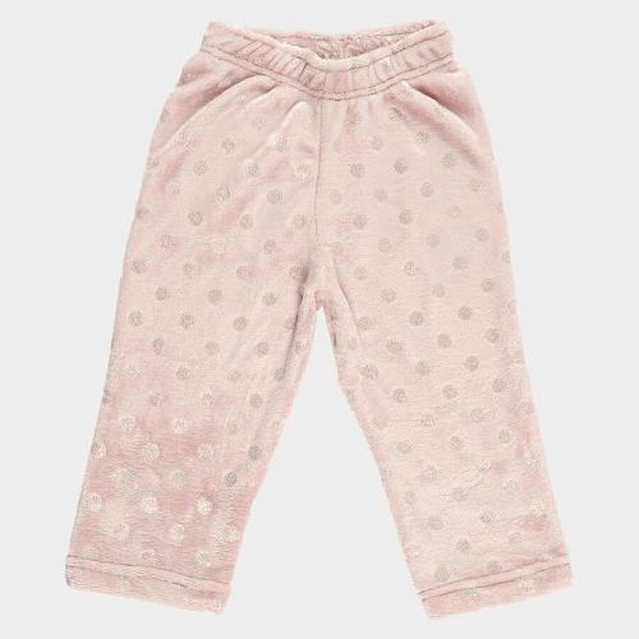 Girls' Light Pink Metallic Polka Dot Plush Pyjama, हल्का गुलाबी, large image number null