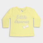 Infants Bright Yellow Cotton Round Neck Casual T-Shirt, Yellow, small image number null