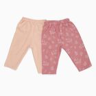 Baby Pink and Peach Cotton Blend Printed Pyjama Set, पीच, small image number null