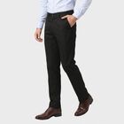 Men's Black Flat-Front Formal Trousers, Black, small
