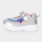 Girls' Silver Velcro Strap Sneakers, सिल्वर, small