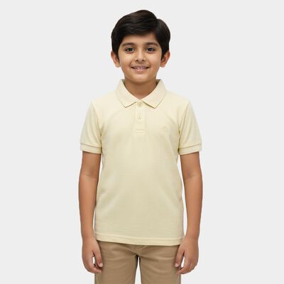 Boys Bright Yellow Crew Neck Casual Half Sleeve T-Shirt