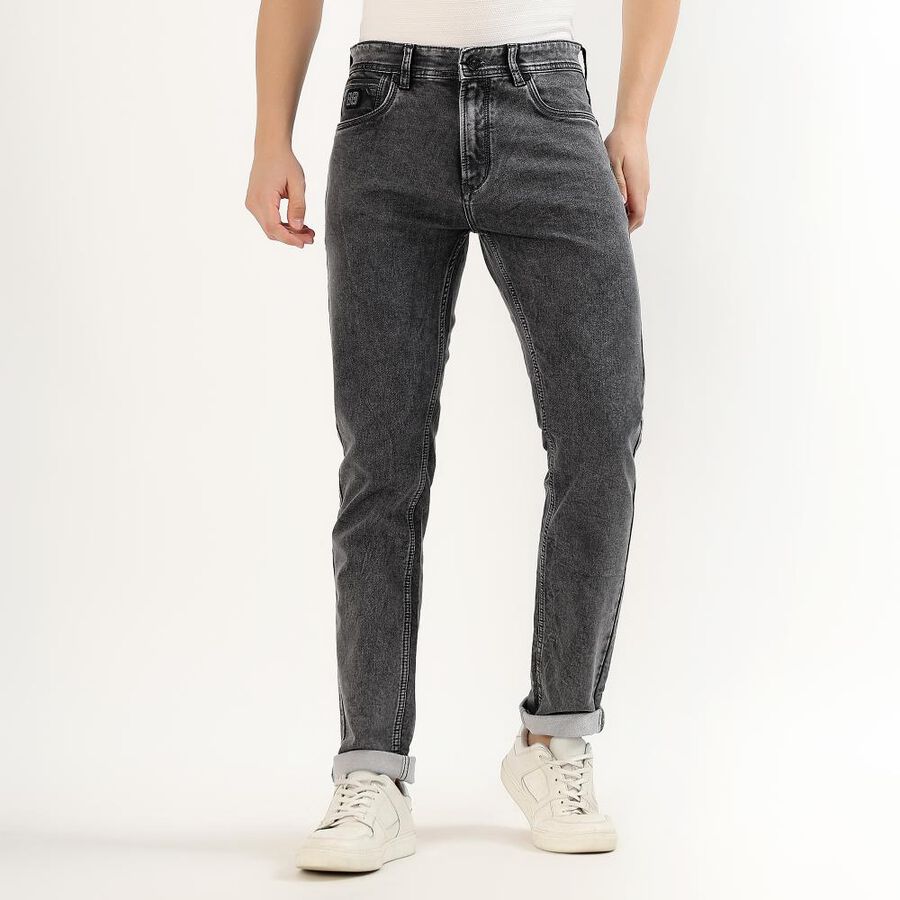 Men's Faded Black Slim Fit Jeans, हल्का ग्रे, large image number null
