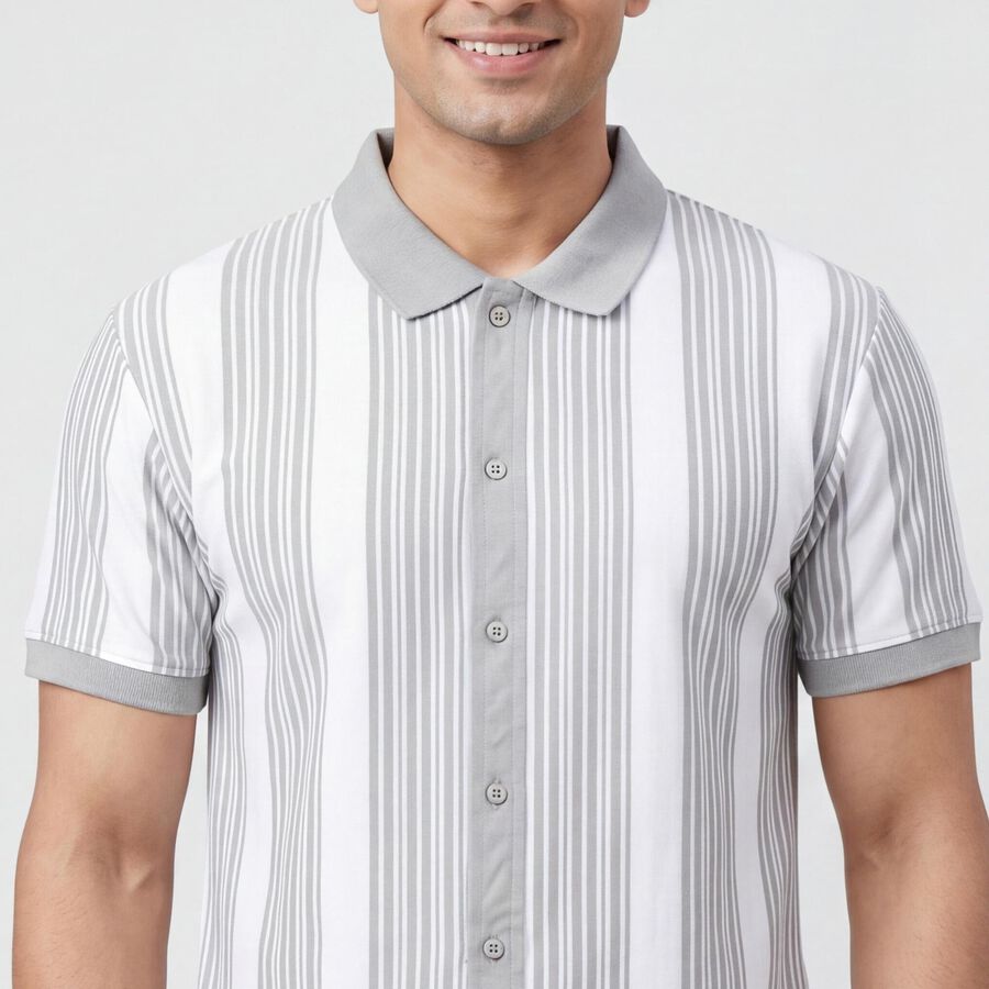 Men's Light Grey Casual Shirt, Light Grey, large