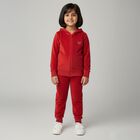 Girls Deep Crimson Red Hooded Casual Hipster Set, Maroon, small image number null