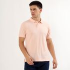 Men's Light Pink Polo Neck Casual T-Shirt, Pink, small