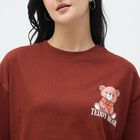 Women's Deep Rust Brown Cotton Round Neck Casual T-Shirt, Rust, small