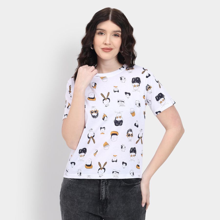 Ladies' Round Neck T-Shirt , White, large