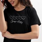 Ladies' Round Neck T-Shirt , काला, small image number null