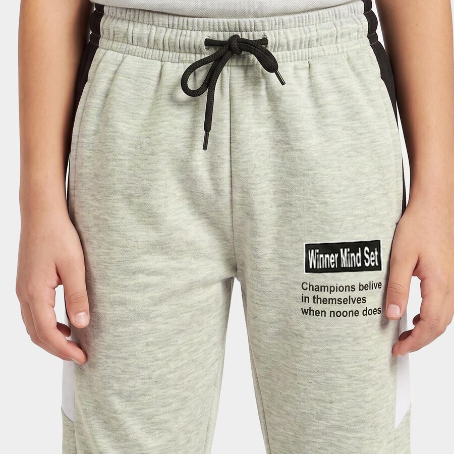 Boys Grey Jogger Fit Slogan Print Winter Pyjama, मिश्रित हल्का ग्रे, large