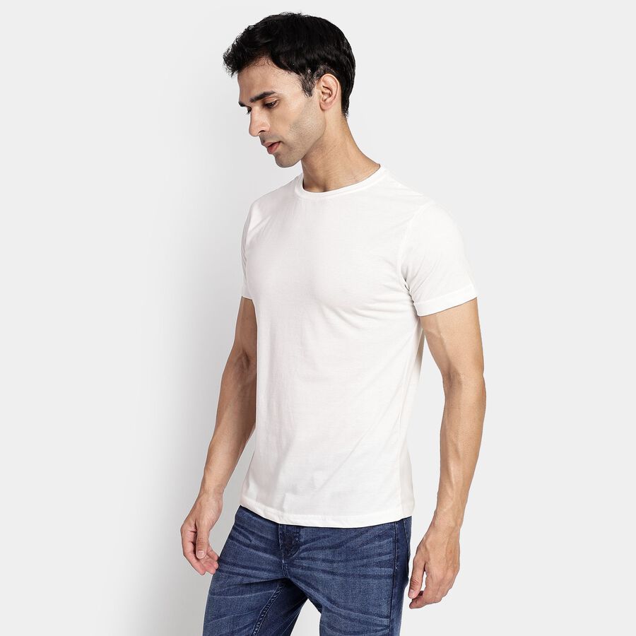 Men's Round Neck Half Sleeves T-Shirt, White, large image number null
