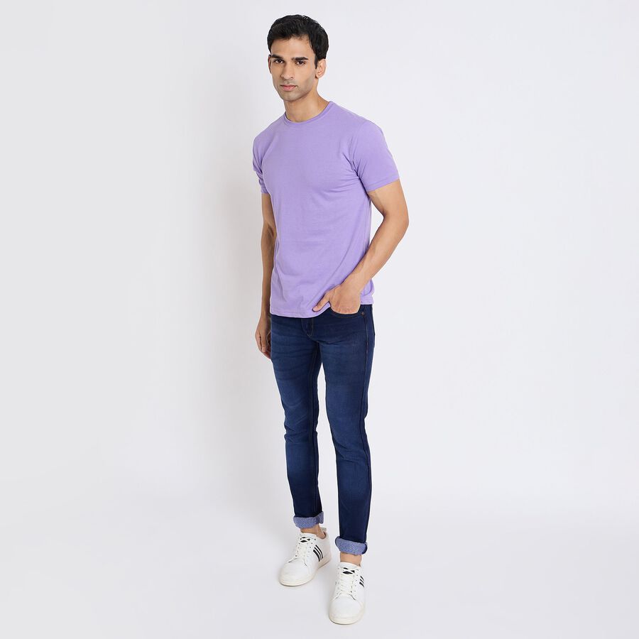 Men's Round Neck Half Sleeves T-Shirt, Purple, large image number null