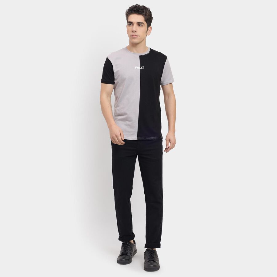 Men's 100% Cotton Round Neck Half Sleeves T-Shirt , हल्का ग्रे, large