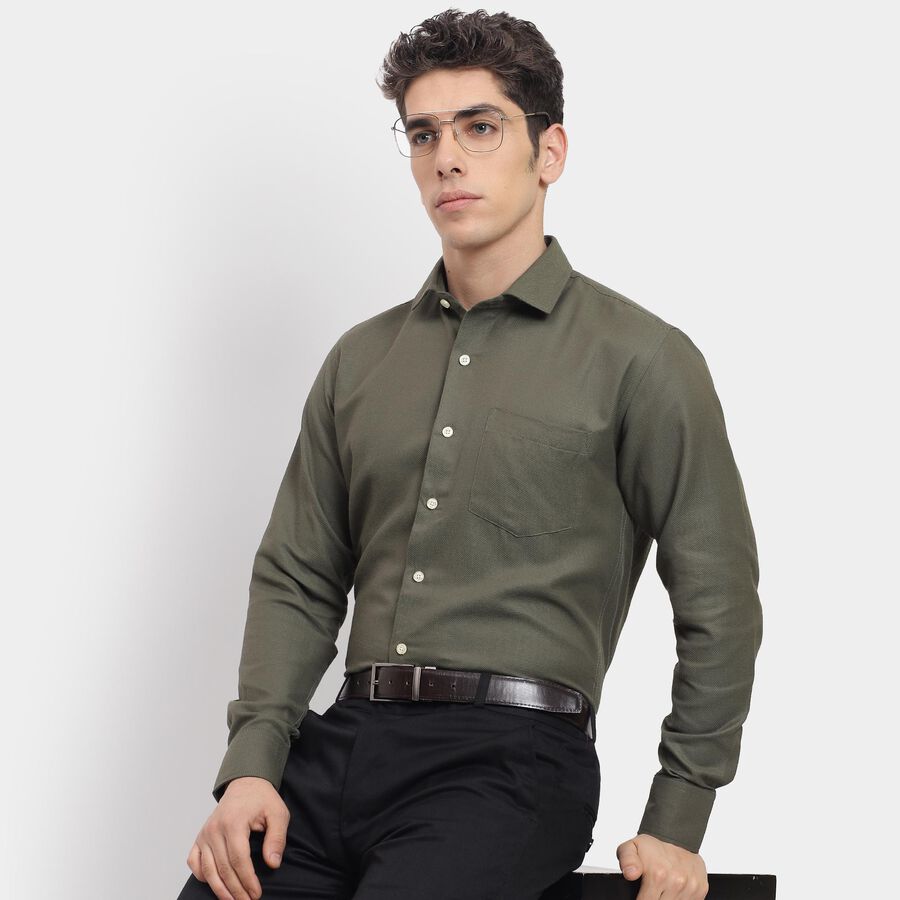 Men's Formal Shirt , Dark Green, large